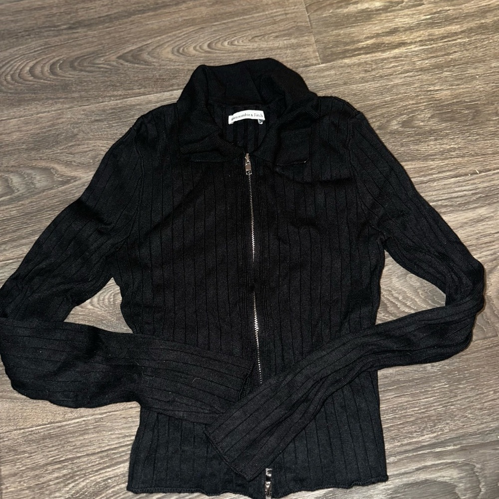 Abercrombie & Fitch Black Zip-Up Sweater